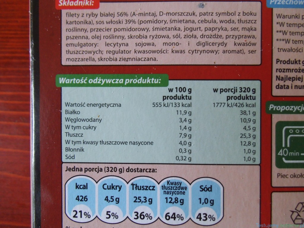 ryba z piekarnika kcal