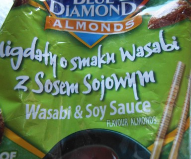 migdały o smaku wasabi i sosu sojowego
