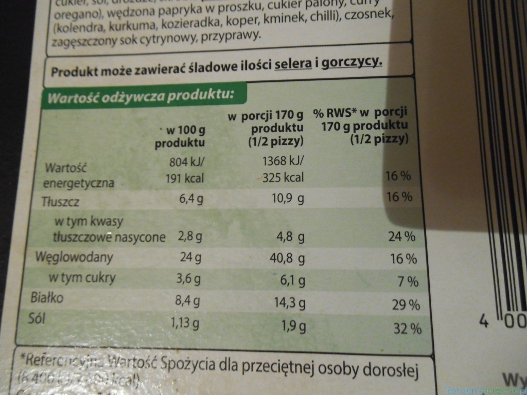 pizza z biedronki wartości odżywcze