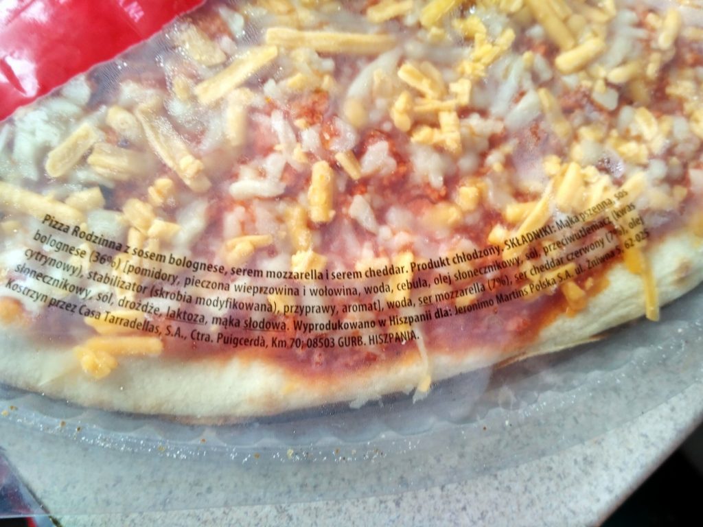 skład pizza bolognese z biedronki