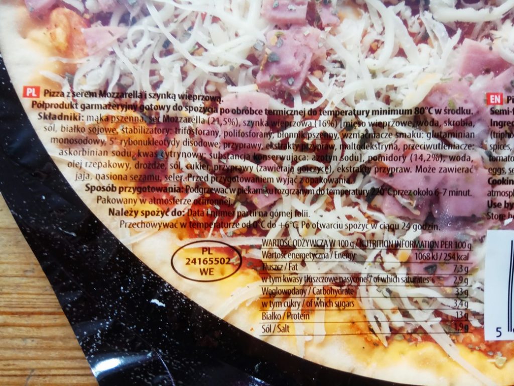 skład pizza z lidla z szynką
